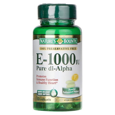 Nature&#39;s Bounty E-1000 IU Pure Dl Alpha Vitamin Supplement 50 Soft Gel