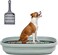 Dog toilet enclosed splash proof keeps paws dry and floors clean made of Pp plastic with stainless steel grid and litter scoop, Dog training tray for indoor and outdoor 47 cm L (Green color)