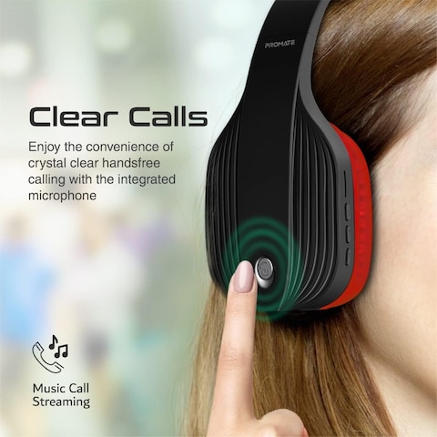 Promate Wireless Bluetooth Headphones, High-Performance Noise Isolation Over-Ear Wired/Wireless Bluetooth v5.1 Headset with Mic, FM Radio, 10H Playtime, TF Card Slot and 3.5mm Jack, Terra