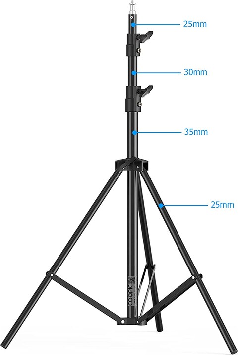 COOPIC L280 9ft/110 inch Heavy Duty Aluminum Alloy Photo Studio Light Stand with 1/4&quot; Screw for Strobe Lights, Studio Kits, Flash, LED Video Light, Softbox, Reflectors, Umbrella (2 PCS)