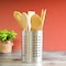 Royalford Cutlery Holder Stainless Steel, 180g, RF10247 - Food Grade Steel, Storage For Countertop Organizer, Cooking Utensil Crock For Kitchen Organization &amp; Storage And Flatware Caddy