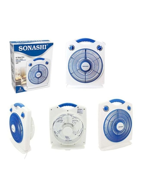 Sonashi 10-Inch Box Fan SBF-7030-BLUE White/Blue