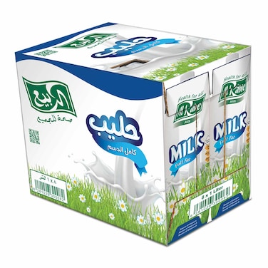 Alrabie Long Life Full Fat Milk 1L &times; 8