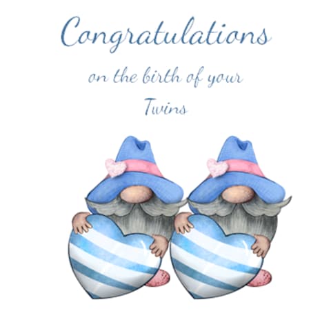 LKs Invitations Twin Gnomes boys