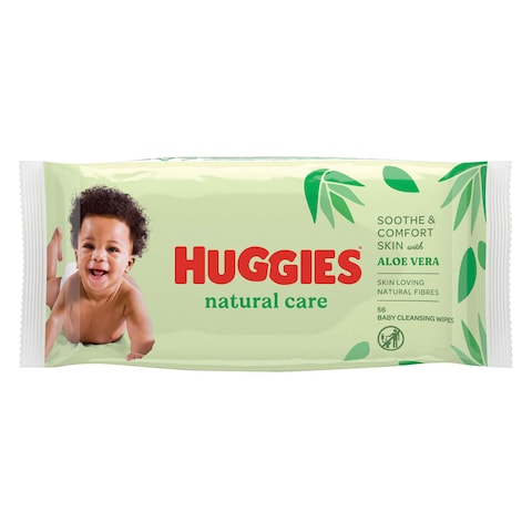 Huggies Natural Baby Wipes, Aloe Vera Wipes, 1 Pack x 56 Wipes