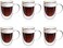 1CHASE Double Wall Insulated Glass Cup With Handle 250ml For Espresso Coffee Milk Tea - Set Of 6