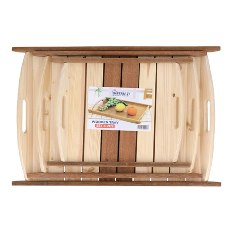 Imperial Wood Tray Set 3 Pcs