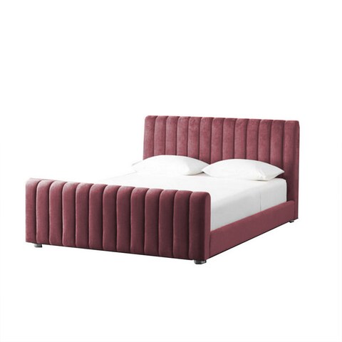 إن هاوس مارتوس هيكل سرير منجد بالمخمل - نفر ونص - 200×160 سم - زهري غامق