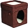 Midwest Homes For Pets 137-BR "The Original" Curious Cat Cube, Cat House/Cat Condo In Brown Faux Suede &amp; Synthetic Sheepskin