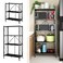 4 Tier Foldable Storage Shelves with Caster Wheels for Garage Kitchen Home Closet Office