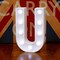 LED Marquee Letter Light Sign Wooden White (U) 25cm