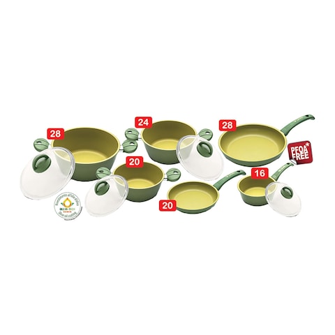 Illa Olivilla Granite Cookware Set - 10 Pieces - Green