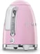 Smeg KLF03PKUK Retro Style Kettle, Water Level Indicator, 360 Swivel Base, Anti-Slip Feet, Soft Opening Lid, Stainless Steel, 3000 W, 1.7 Litre, Pink