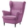 In House 2 Pieces Chair King Velvet With Two Wings And FootStool - Light Purple - E3