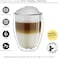 Lushh Double Wall Insulated Coffee Tea Cups, Borosilicate Glass Tea Cups for Espresso, Cappuccino, Latte, Macchiato, Tea, Smoothies, and Juice, Water, Set of 4 Pcs 350 ML (12Oz)