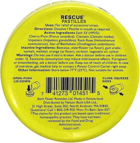 Bach Flower Remedies Rescue Pastilles, Original, 1.7 Oz (50 G)