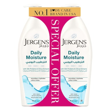 جيرغنز لوشن للترطيب اليومي ببروتينات الحرير ومستخلصات الحمضيات للبشرة الجافة، سعة 400 ملل، حزمة من 2