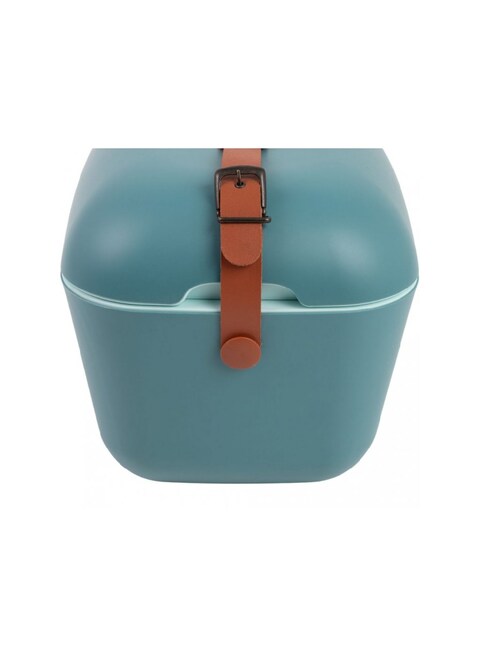 Polarbox Classic Cooler Box with Leather Strap, Blue - Marine Green Rigid Thermal Insulated Ice for Beach, Picnic Party Convertible Lid Polypropylene Insulation 12L PB-9311