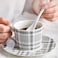 Ceramic Cappuccino Grid lines Coffee Cup Saucer Set