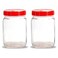 Bon Appetit Square Glass Jar With Screw Lid 2L Red/Clear