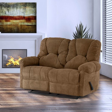 إن هاوس كرسي استرخاء مزدوج منجد بالمخمل - بني فاتح - أمريكان بولو