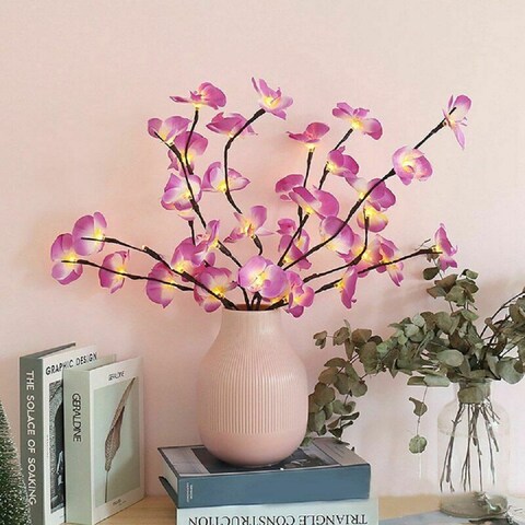 2-Piece Orchid Willow Flower Branches with LED Lights Pink