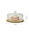 Lihan Acrylic Dessert Plate With Base, Wood Cake Tray 22X11Cm With Clear Acrylic Cover, Cake Fruit Display Server Tray For Kitchen, Birthday, Wedding, Appetizer Dessert (Round)