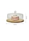 Lihan Acrylic Dessert Plate With Base, Wood Cake Tray 22X11Cm With Clear Acrylic Cover, Cake Fruit Display Server Tray For Kitchen, Birthday, Wedding, Appetizer Dessert (Round)