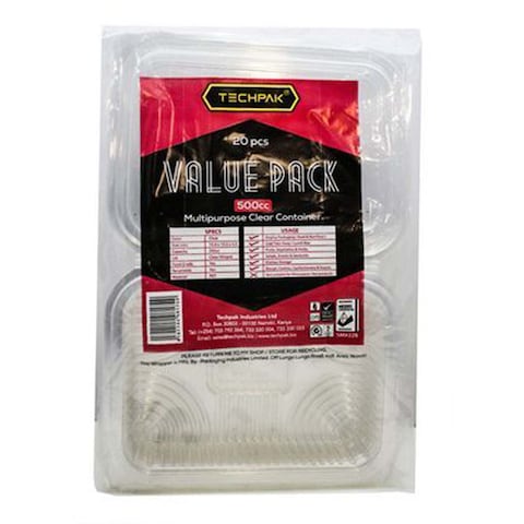 Techpak Clear Cntnr W/Lid 500Cc
