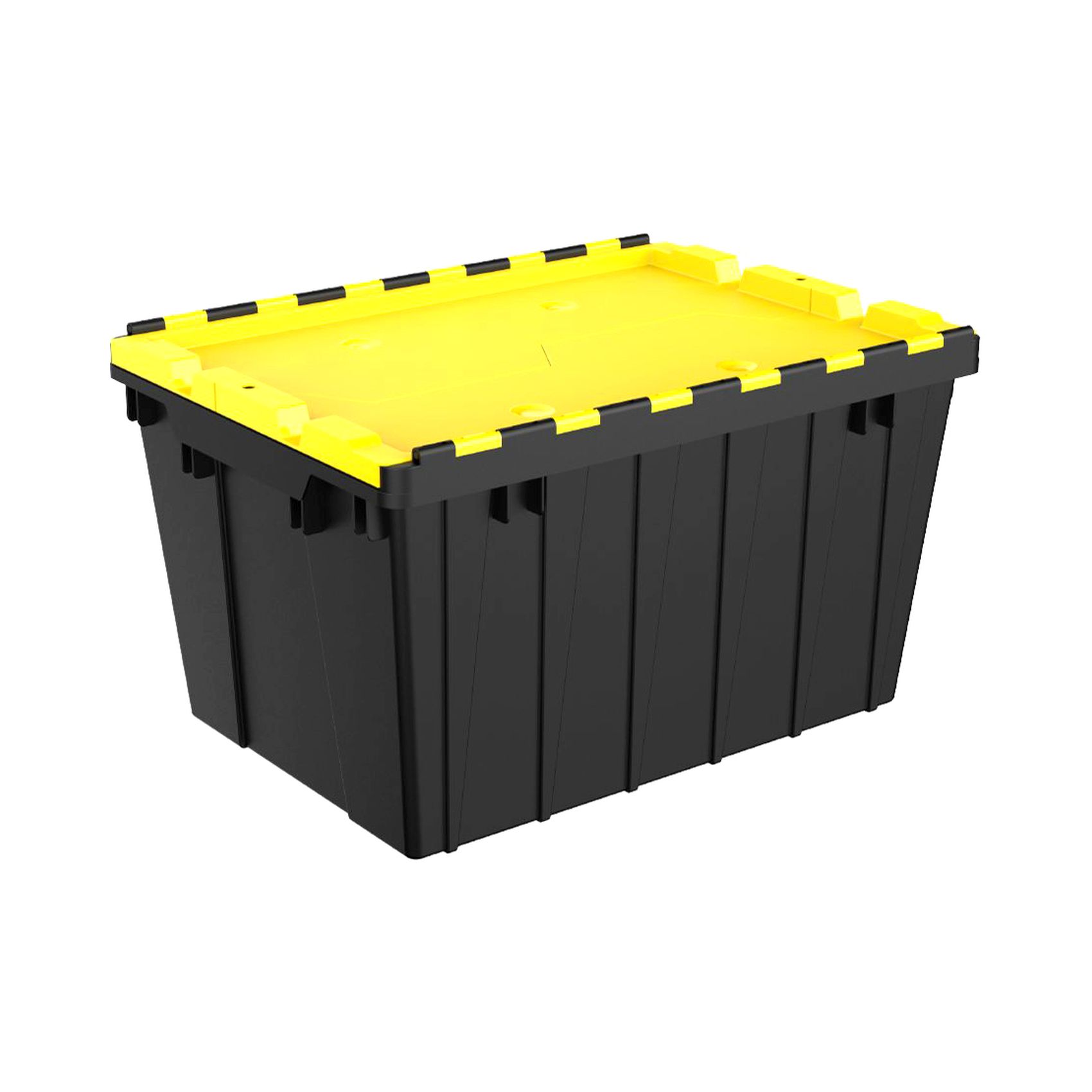 Cosmoplast Utility Storage Box With Lid Black And Yellow 55L