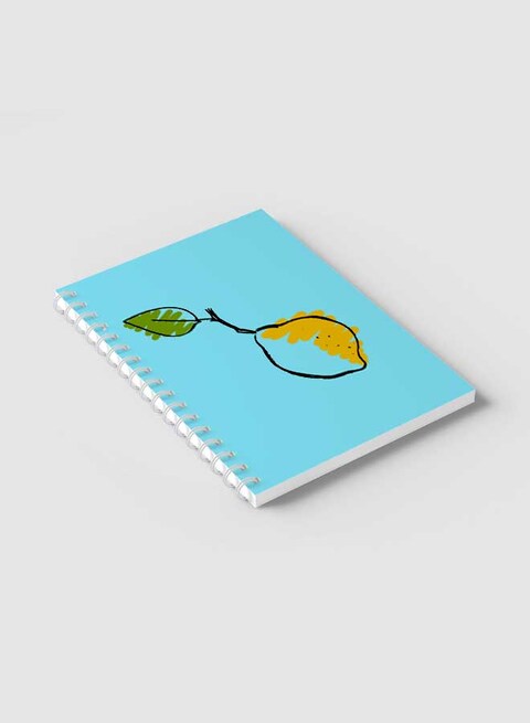 Lowha Spiral Notebook With 60 Sheets And Hard Paper Covers With Lemon Hand Drawn Design, For Jotting Notes And Reminders, For Work, University, School