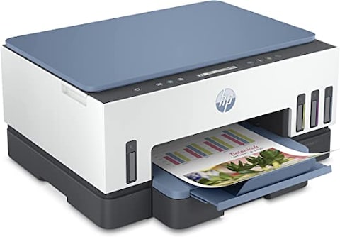 HP Smart Tank 725 All-in-One Printer wireless, Print, Scan, Copy, Auto Duplex Printing, Print up to 18000 black or 8000 color pages, White/Blue  [28B51A]