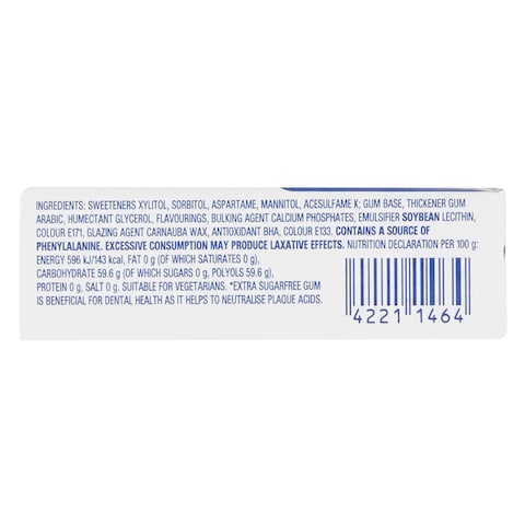 Wrigley&#39;s Sugar Free Extra Ice Peppermint Chewing Gum 10 Pieces