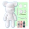 DIY CREATE YOUR OWN UNIQUE ACRYLIC FLUID POURING PAINT BEAR (9 inch - 23 cm) COMPLETE SET, colors: White, Light-Pink, Blue-Green. Arts and Crafts, Customize Handmade Creative Birthday Gift