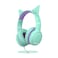 Promate Kids Headset with 85Db Volume Control, Removable Cat Ears, 1.2m Cable and Audio Share Port, Simba Emerald