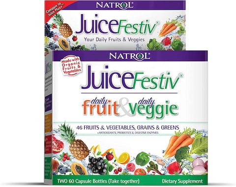 Natrol Juicefestiv Capsules To Get Your Daily Fruits And Veggies (Pack Of 2)- 60 Count