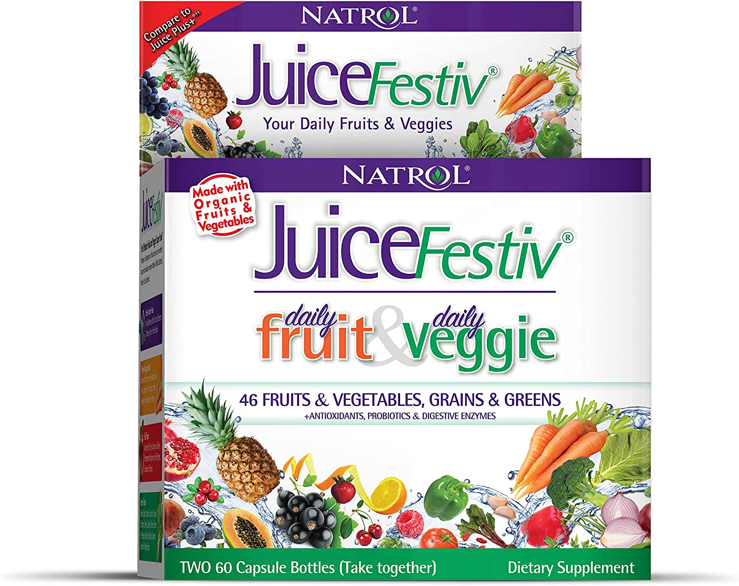 Natrol Juicefestiv Capsules To Get Your Daily Fruits And Veggies (Pack Of 2)- 60 Count