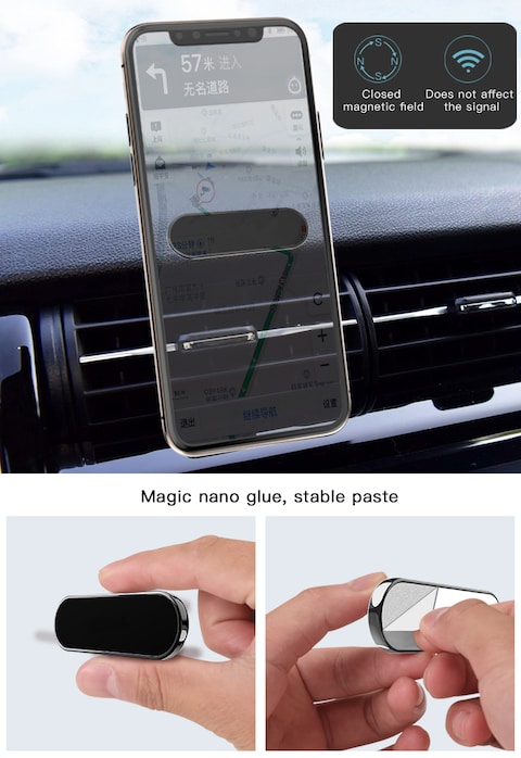 C83 Mobile Phone Magnetic Car Holder With Two (2) Units Metal Sheets - Grey
