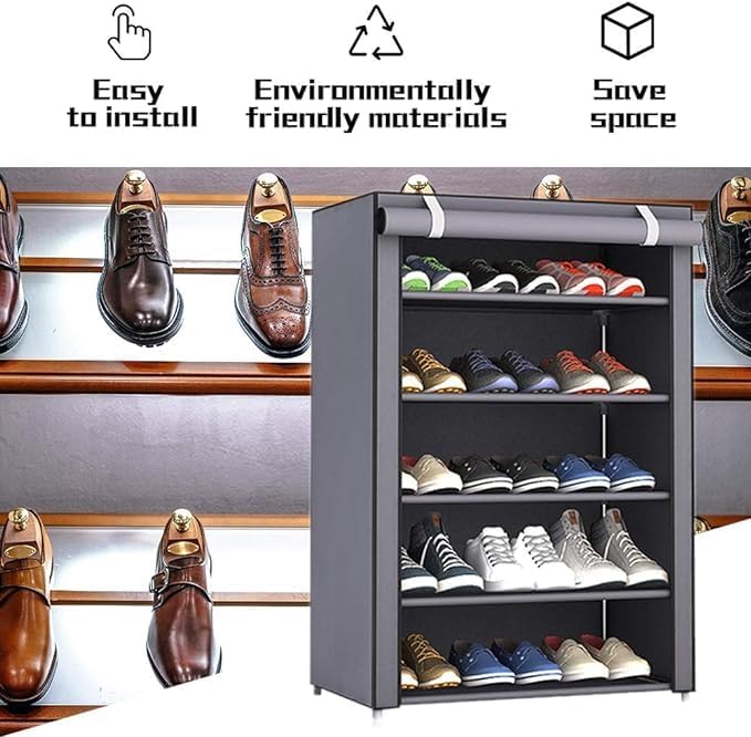 6-layer Non-woven Fabric shoe rack Easy assembly, large capacity, ideal for entrance use