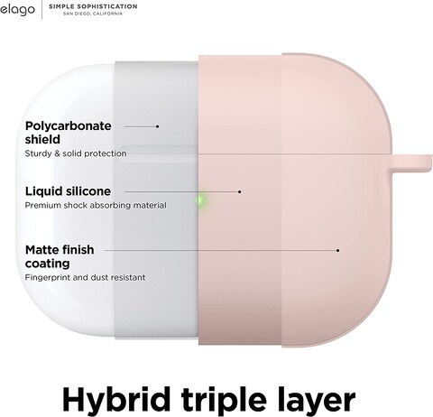 Elago Liquid Hybrid Hang designed for Airpods Pro 2nd Gen (2022) case cover with Carabiner - Pink