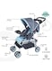 Moon Trek New Born One Hand Fold Multi Position Recline Stroller, Two Tray, Large Canopy And Shopping Basket - Blue Fashion Stripe