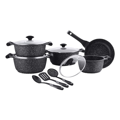 Prestige Essentials Granite Non-Stick Cookware Set Black 12 PCS