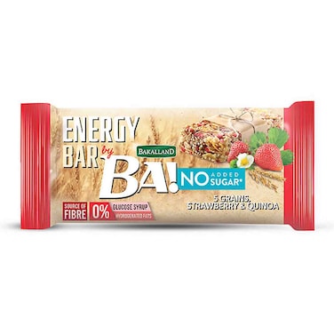Bakalland BA No Added Sugar Strawberries And Quinoa Energy Bar 30g