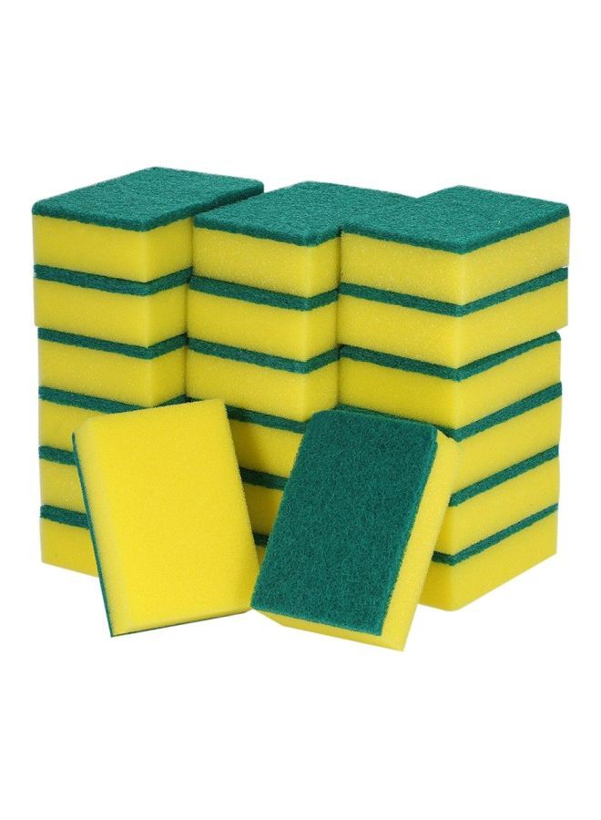 Marrkhor Pack Of 20 Multi-Purpose Double-Faced Sponge Yellow/Green