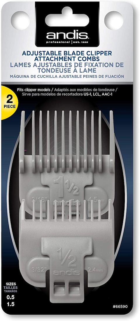 Andis Comb, USA, Snap-On Balde Attachment Combo Dual Pack, 2 Combs, Sizes: 0.5, 1.5
