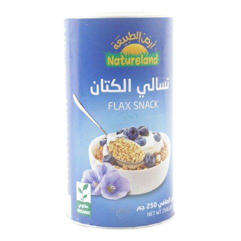 أرض الطبيعة تسالي الكتان العضوية 250غ
