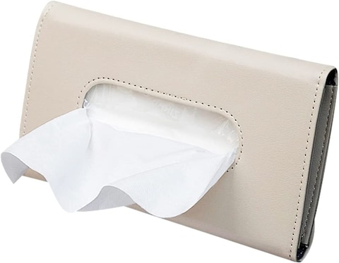 Car Visor Tissue Holder, Car Tissue Dispenser Hanging Paper Towel Holder Case For Car Seat Back And Vehicle Side Door, Multi-Use Paper Tissue Cover Case For Car &amp; Truck Decoration Beige