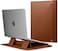Spigen Laptop Sleeve Valentinus S 15 15.6 16 inch, compatible with MacBook Pro, Built in Magnetic Flap with [Foldable Stand] Leather Laptop Case, Laptop Pouch Bag - Classic Brown