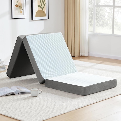 Comfy Portable White Knitted 180x90x10cm Medicated Folding Mattress with Black Border
