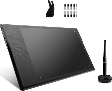 Huion Inspiroy Q11K V2 Graphic Drawing Tablet Tilt Function Battery-Free Stylus 8192 Pen Pressure with Artist Glove and 18 Pen Nibs - Black   Inspiroy-Q11K-V2